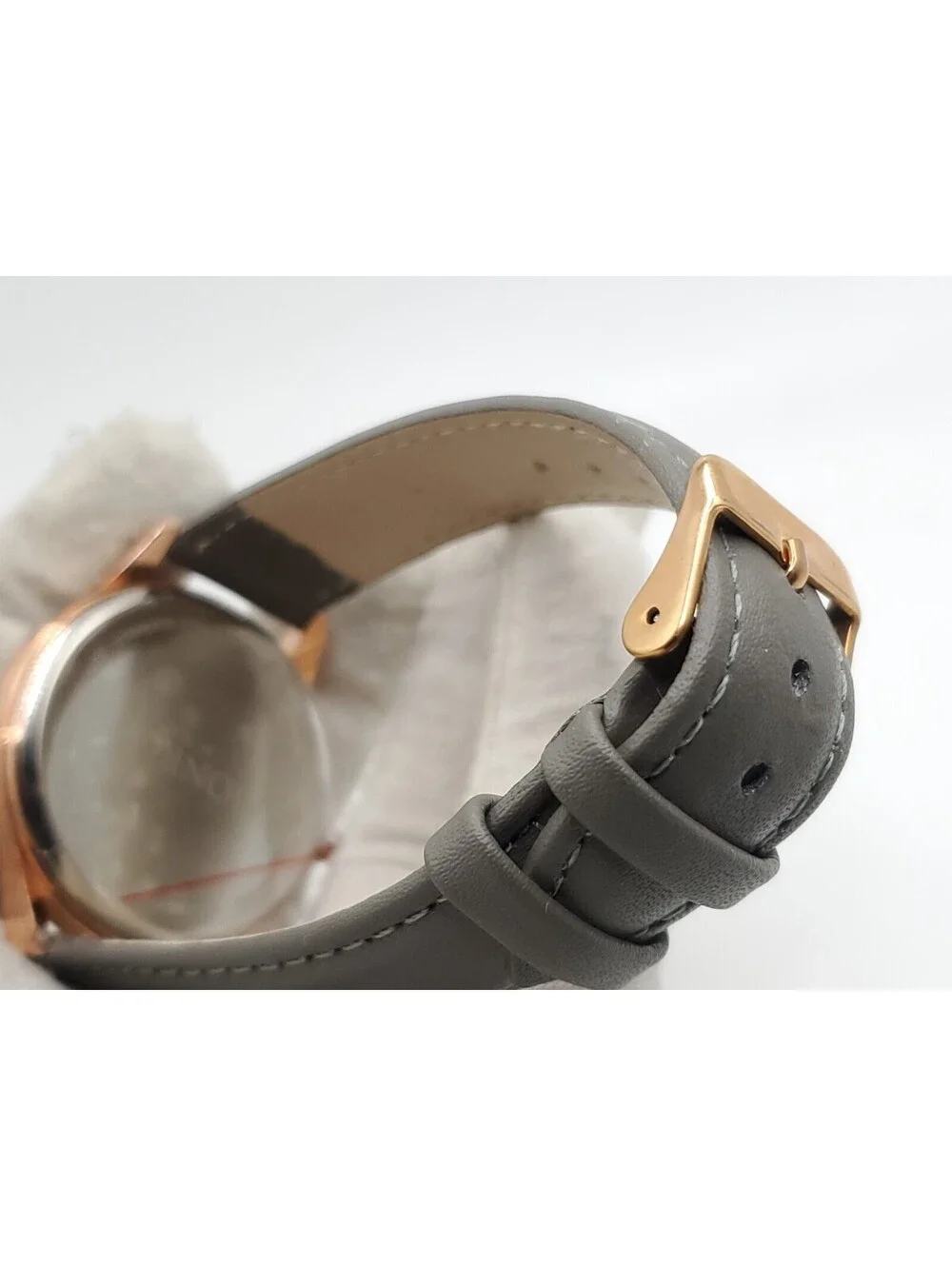 Monroe Classique Quartz Watch New Battery Rose Gold Tone Gray Band 36mm